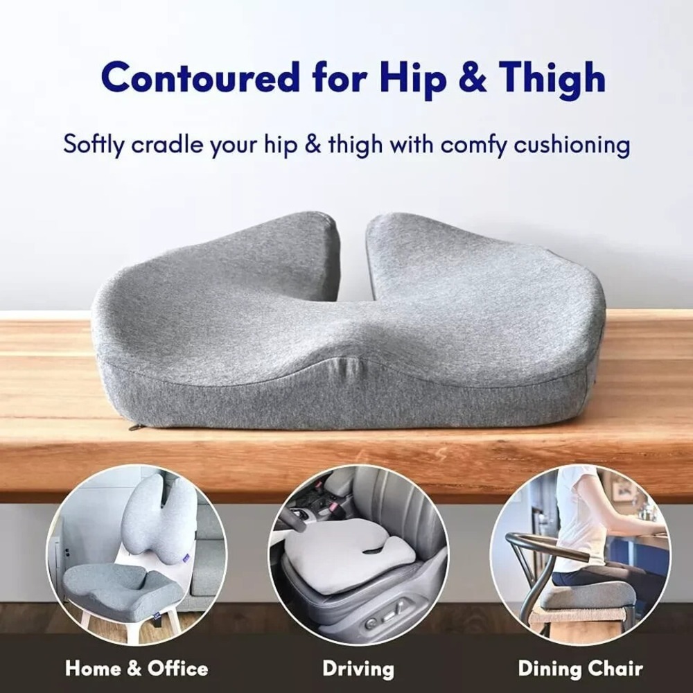 Cushion Lab Pressure Relief Seat Cushion and Extra Dense Lumbar Pillow Grey - Picture 6 of 8